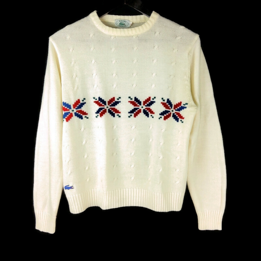 Vtg 80's IZOD Lacoste Colab Holiday Woman's Vintage Christmas Sweater